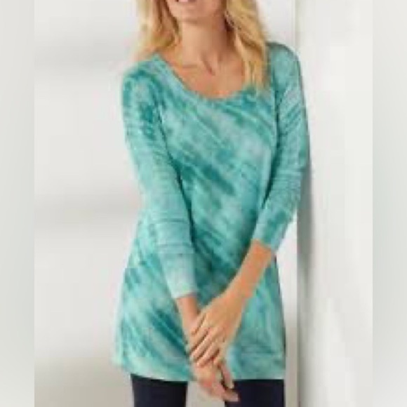 Soft Surroundings Turquoise Long Sleeves Sweatshirt Tunic Size Xsmall - Picture 1 of 16